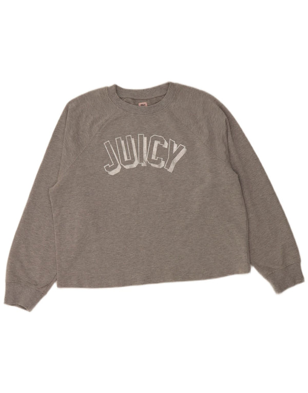 JUICY COUTURE Dame grafisk sweatshirt trøje UK 18 XL Grå Bomuld