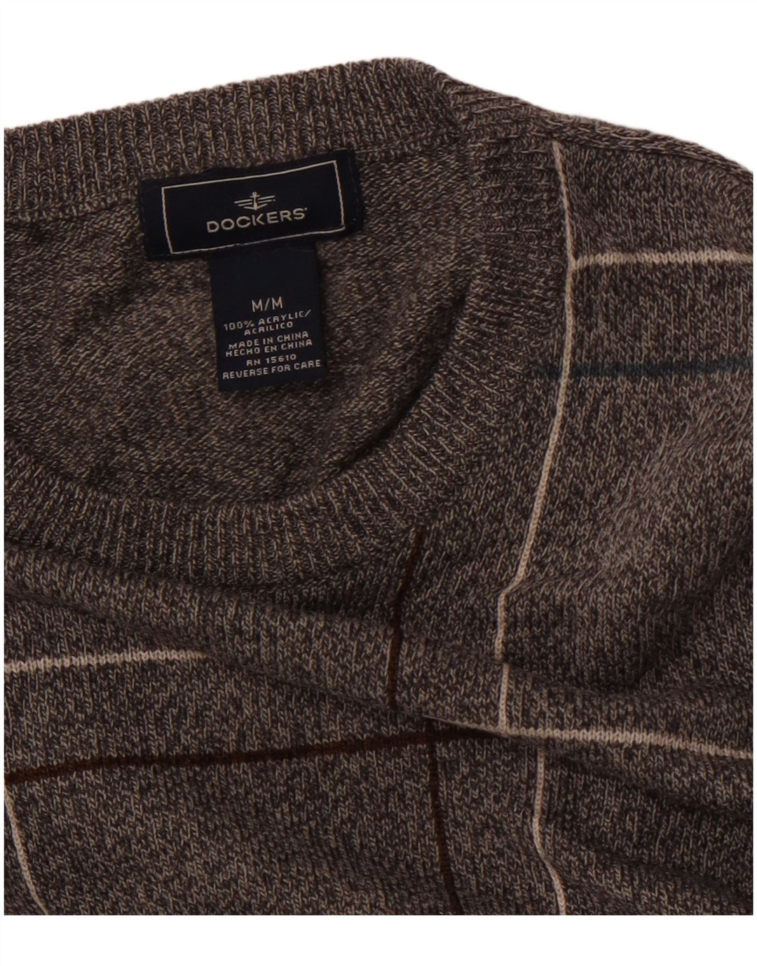 DOCKERS Herre Crew Neck Jumper Sweater Medium Grey Ternet akryl