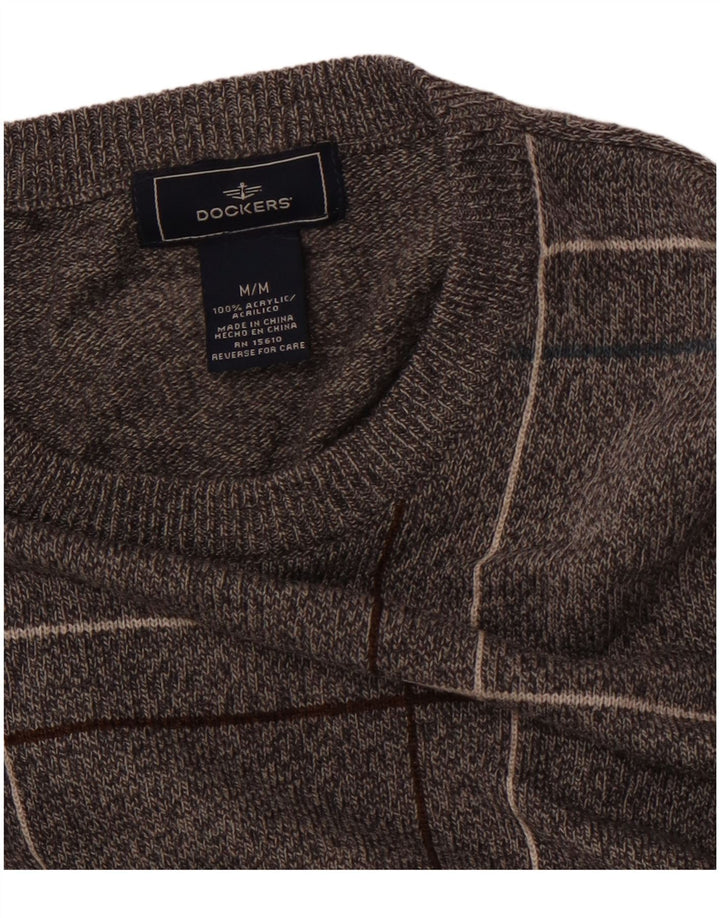 DOCKERS Herre Crew Neck Jumper Sweater Medium Grey Ternet akryl
