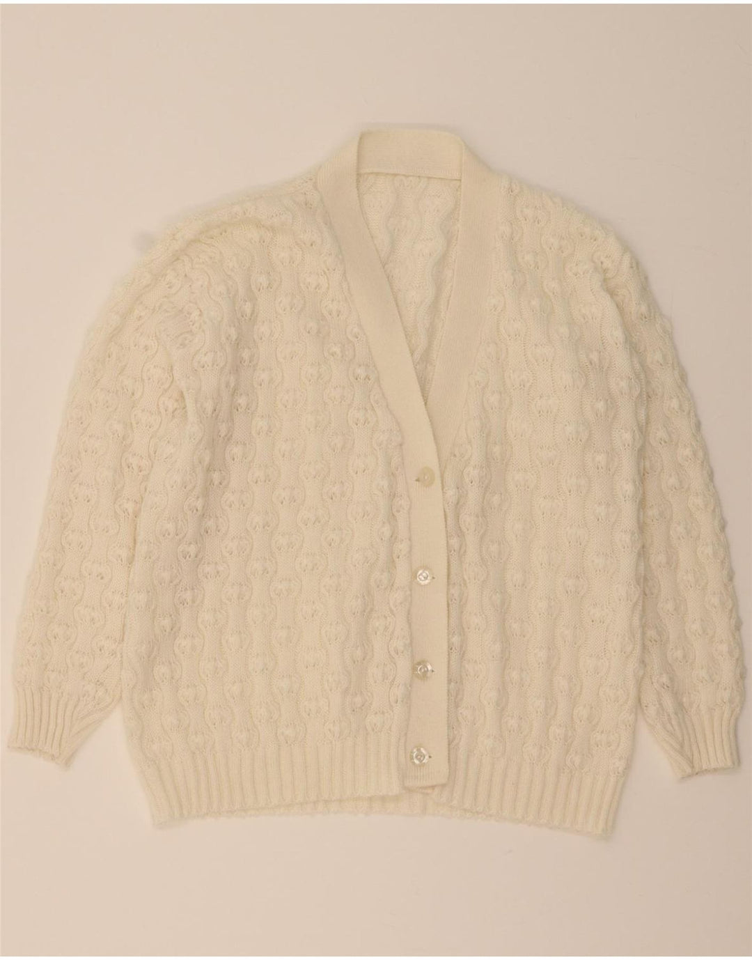 VINTAGE Womens Cardigan Sweater UK 18 XL White Vintage Vintage and Second-Hand Vintage from Messina Hembry 
