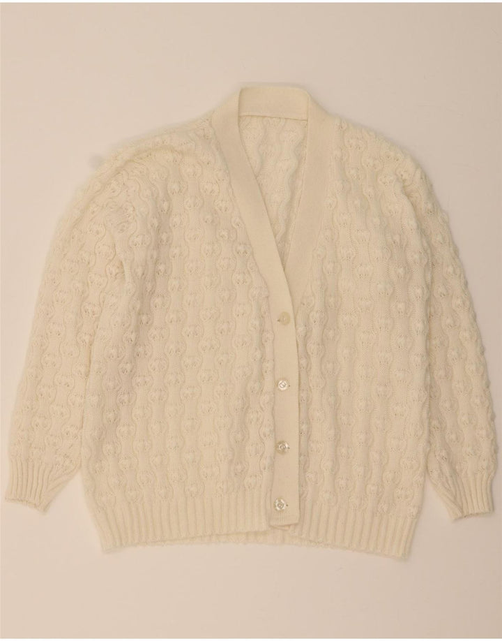 VINTAGE Womens Cardigan Sweater UK 18 XL White Vintage Vintage and Second-Hand Vintage from Messina Hembry 