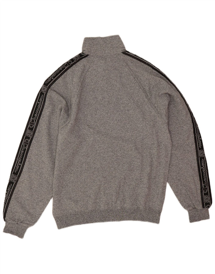 Champion Herre grafisk lynlås-sweatshirt Jumper Medium Grey Colourblock