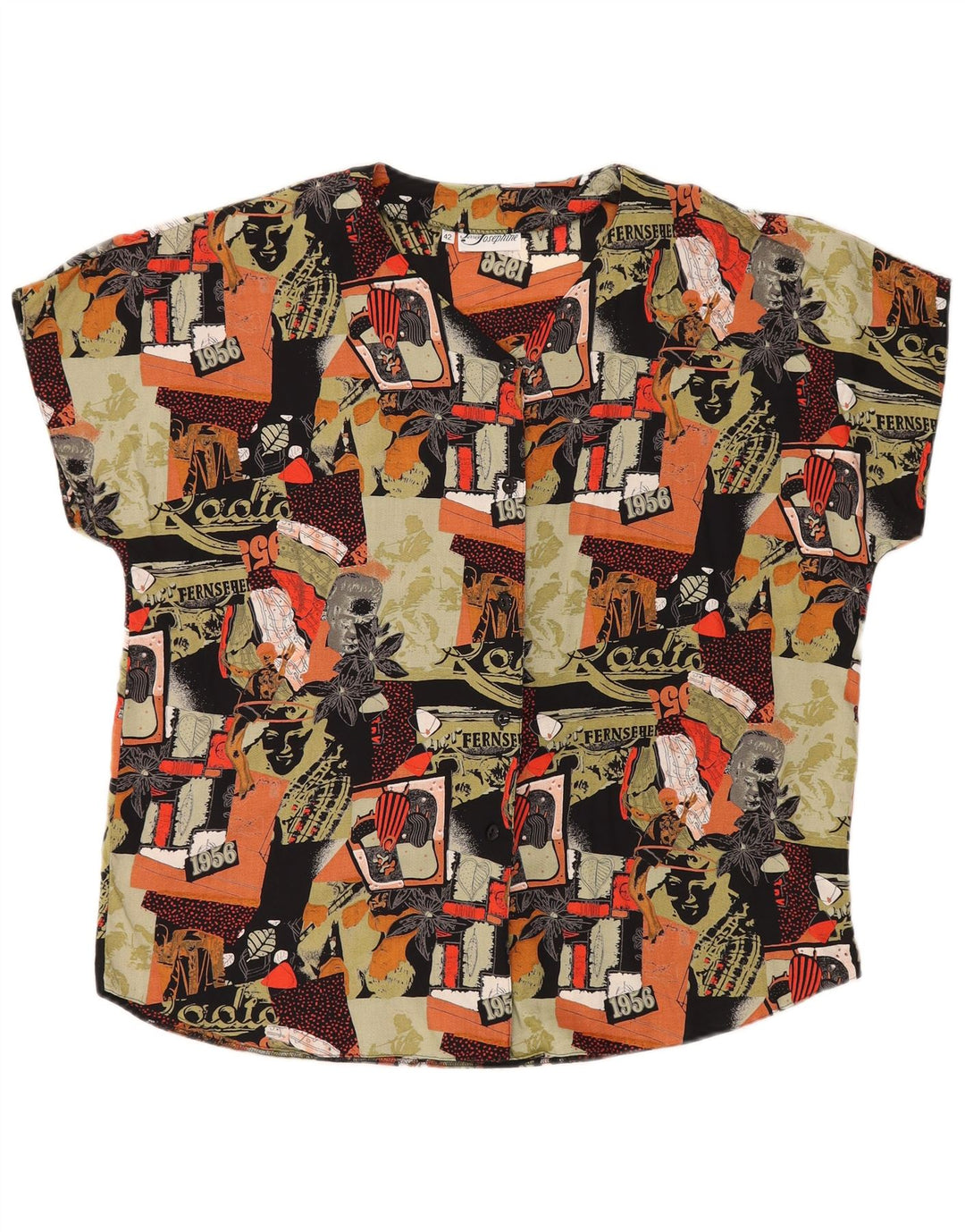 JERSEY JOSEPHINE Dame Grafisk Skjorte Bluse EU 42 Stor Flerfarvet
