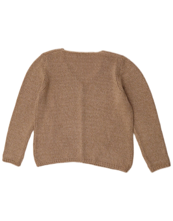 Vintage dame cardigan sweater UK 14 Medium Beige Bomuld