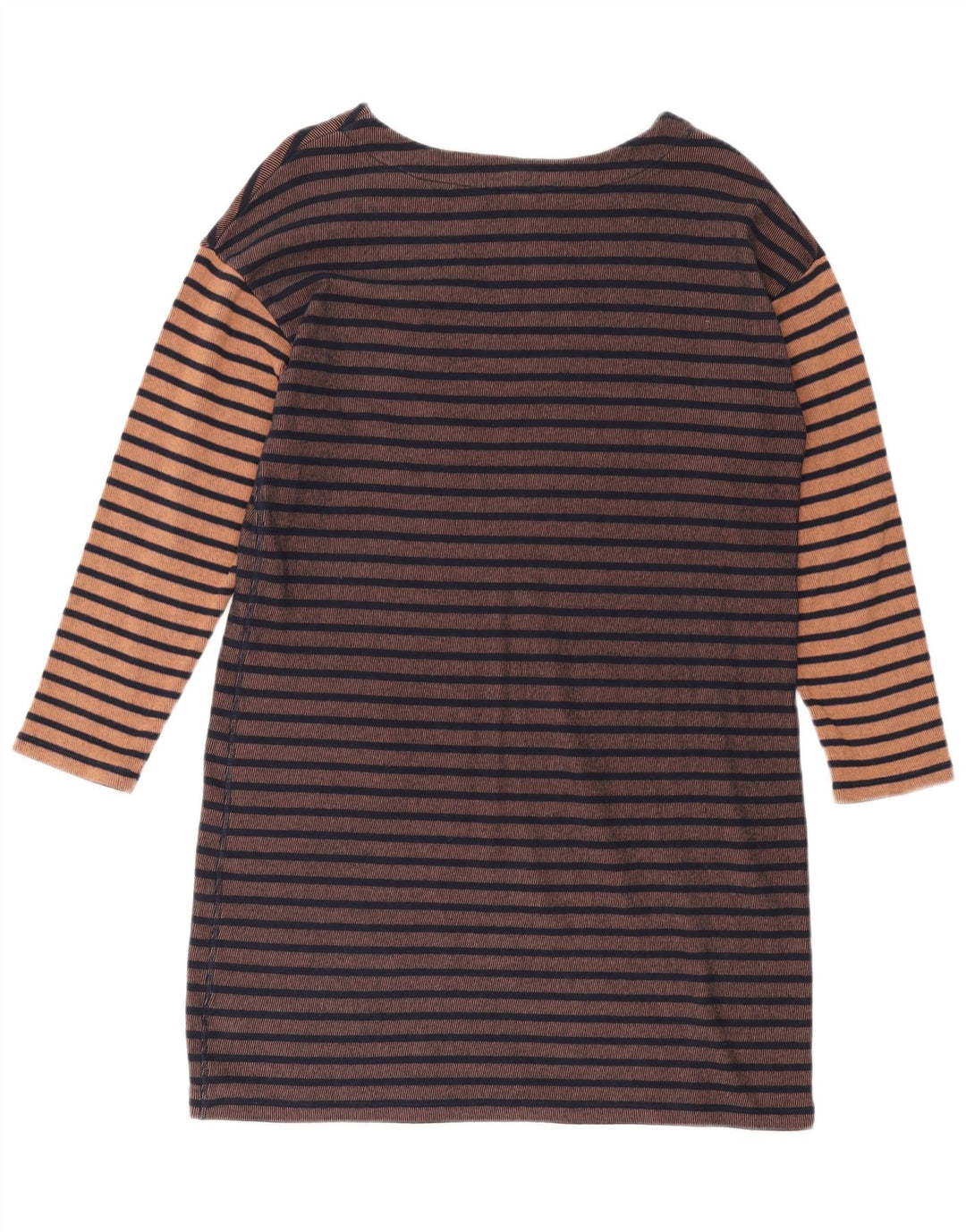 WHITE STUFF Dame Langærmet Skede Kjole UK 14 Stor Brun Stribet