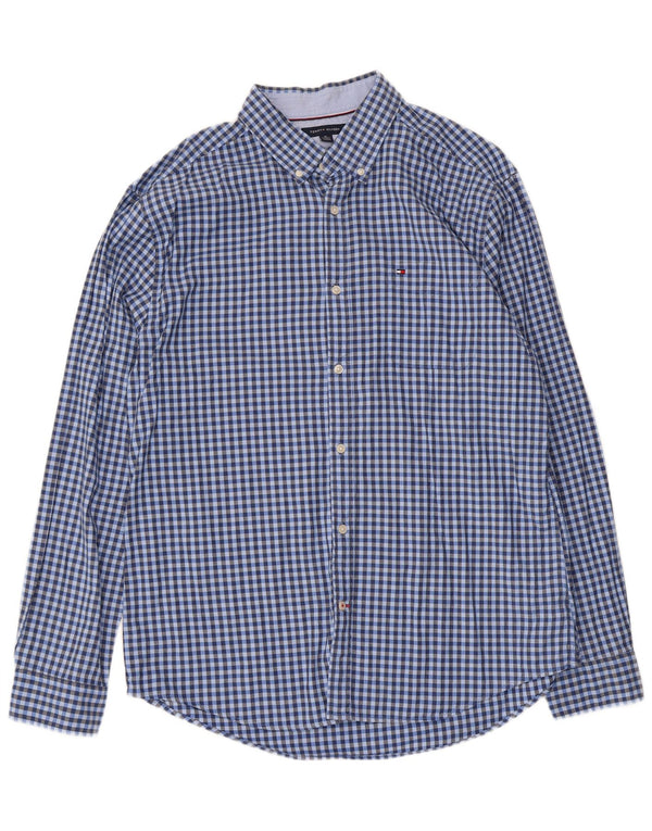 Tommy Hilfiger Mens Shirt XL Blue Gingham Cotton