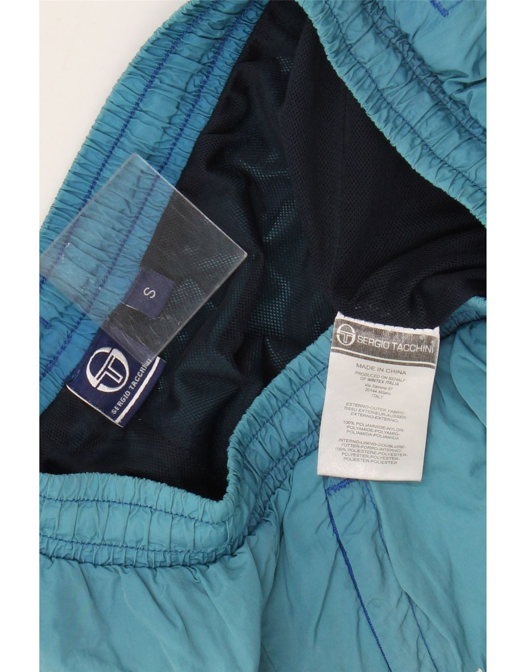 Sergio Tacchini Badeshorts til mænd Små turkis farveblok polyamid