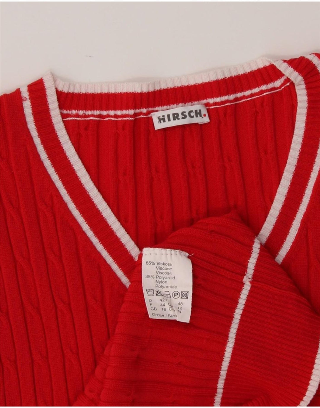 HIRSCH Girls Vest Tank Top 15-16 Years Red Viscose Vintage Hirsch and Second-Hand Hirsch from Messina Hembry 
