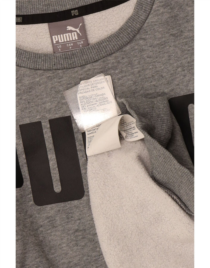Puma Graphic Sweatshirt Jumper UK 10 Small Grå Flecked Bomuld