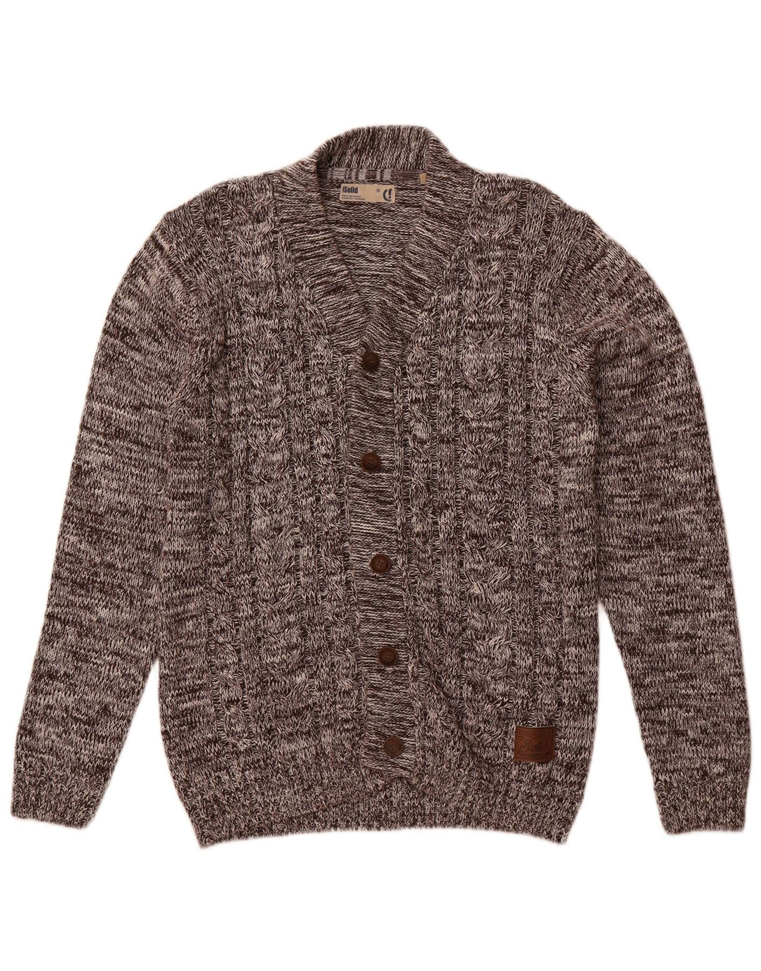 Vintage herre cardigan sweater Stor brun flækket bomuld