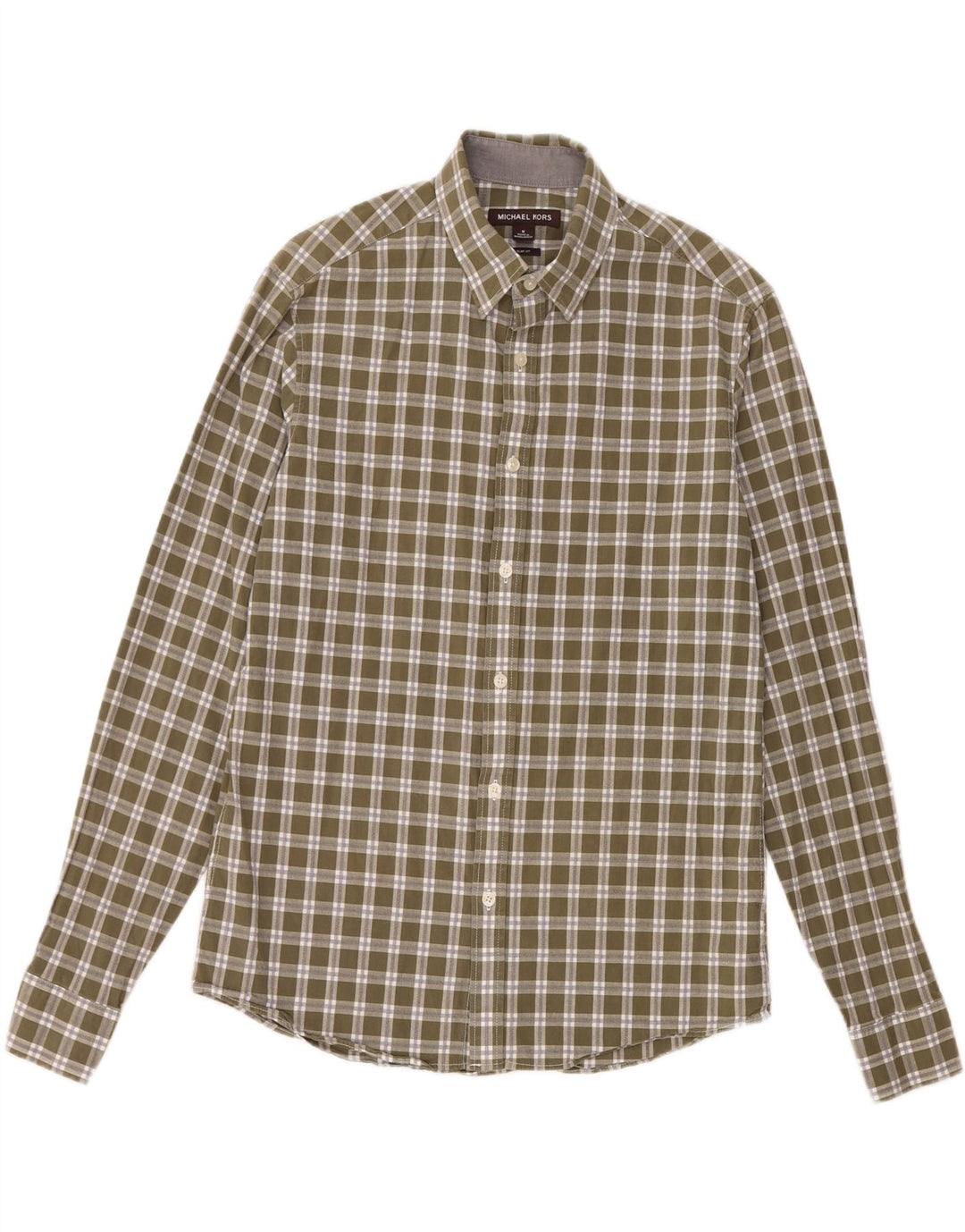 MICHAEL KORS Herre Slim Fit skjorte Medium Khaki ternet bomuld