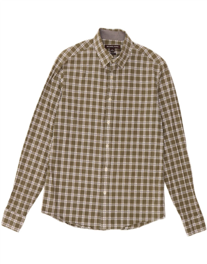 MICHAEL KORS Herre Slim Fit skjorte Medium Khaki ternet bomuld