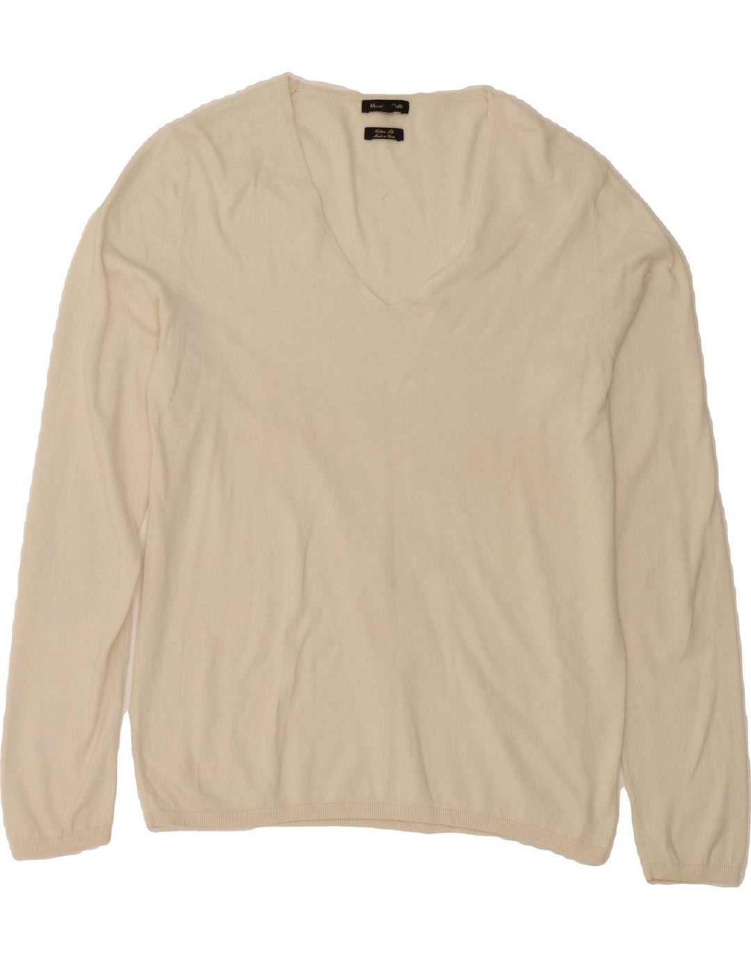 MASSIMO DUTTI Womens V-Neck Jumper Sweater UK 18 XL Off White Vintage Massimo Dutti and Second-Hand Massimo Dutti from Messina Hembry 
