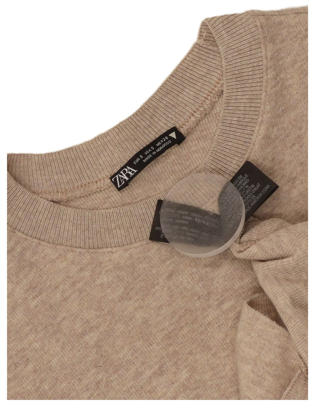 Zara Dame Kortærmede Jumper Dress UK 10 Small Beige Polyester