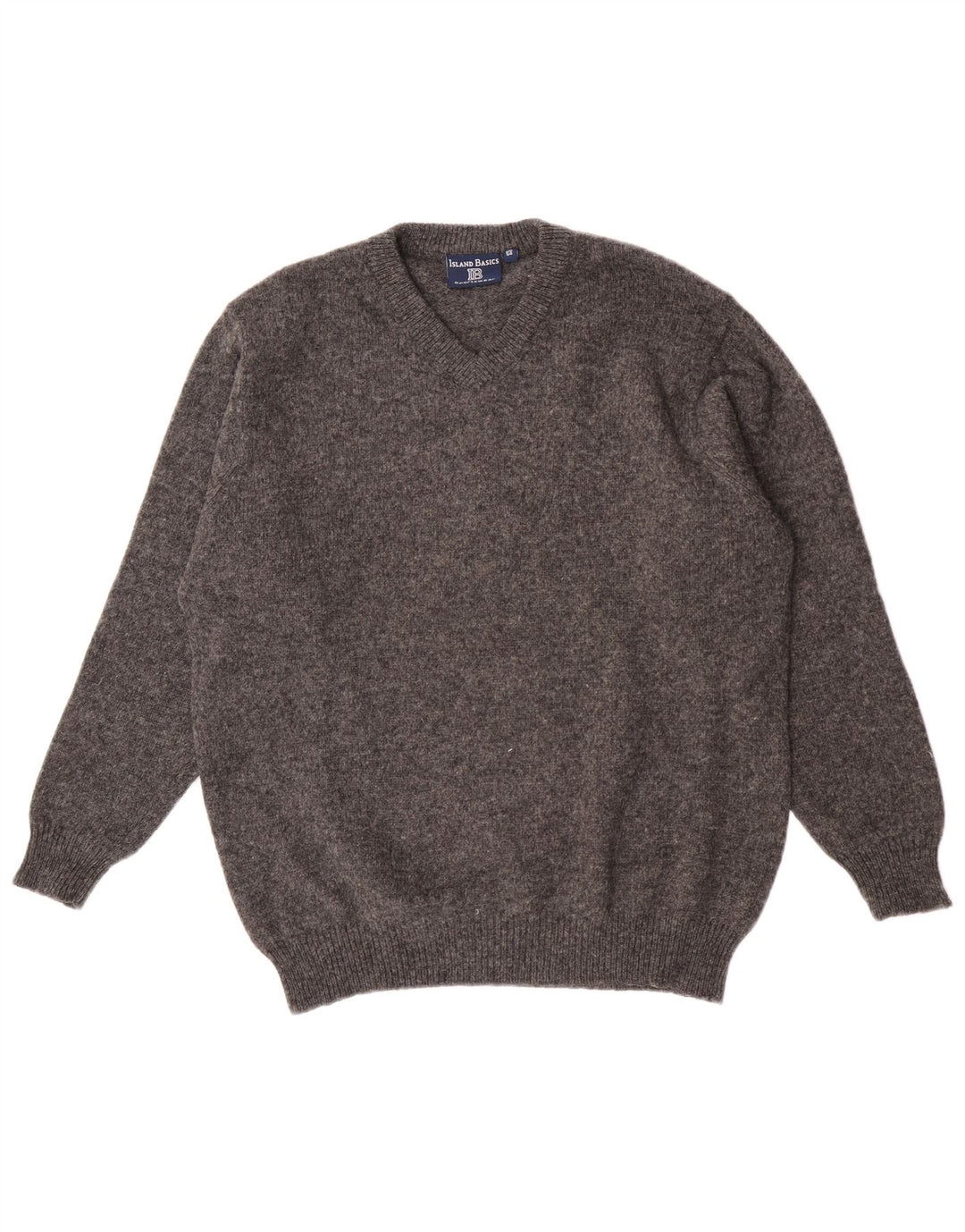Vintage Herre V-hals sweater IT 54 XL Grå Uld