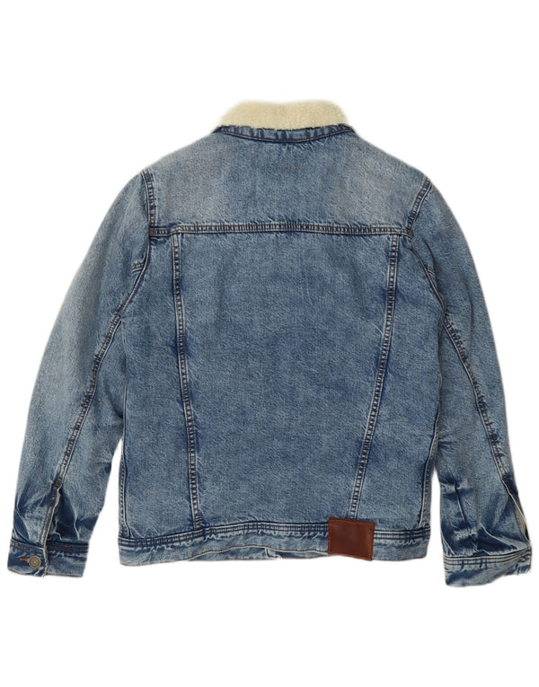 Abercrombie & Fitch Herre Denim Sherpa Jacket UK 34 Small Blue Cotton