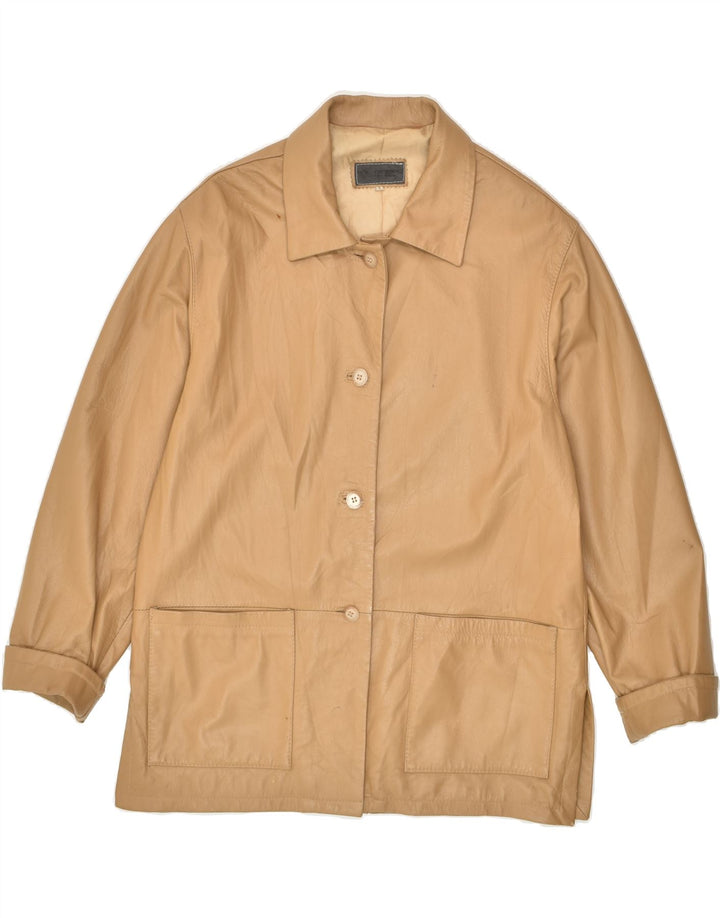 VINTAGE Womens Faux Leather Overcoat EU 42 Large Brown | Vintage Vintage | Thrift | Second-Hand Vintage | Used Clothing | Messina Hembry 