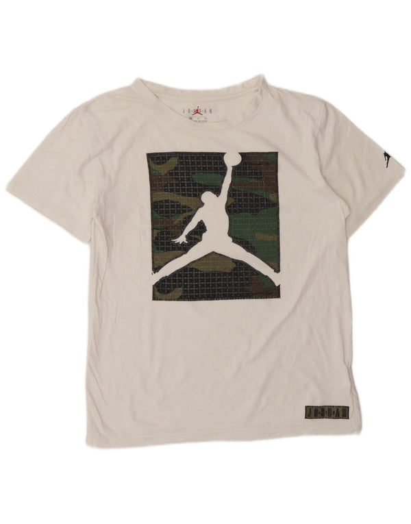 Jordan Boys Grafisk T-Shirt Top 13-14 år XL Hvid Colourblock Bomuld