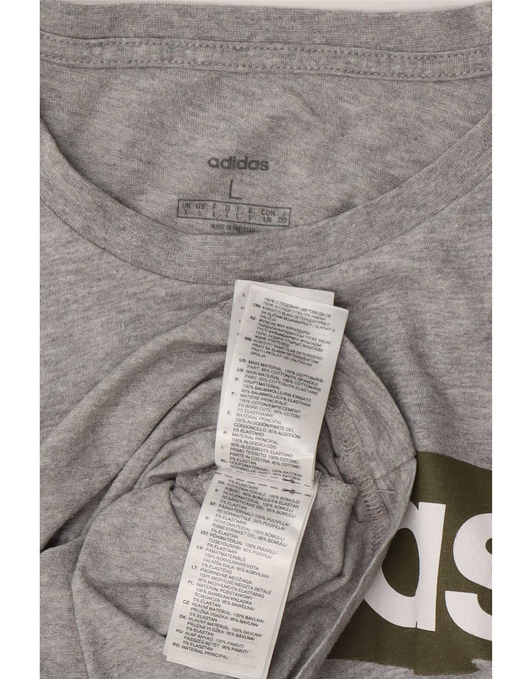 Adidas Herre Grafisk T-Shirt Top Stor Grå Bomuld