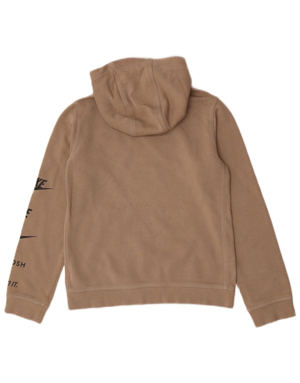Nike Boys Swoosh Grafisk Hoodie Jumper 12-13 år Stor Beige Bomuld