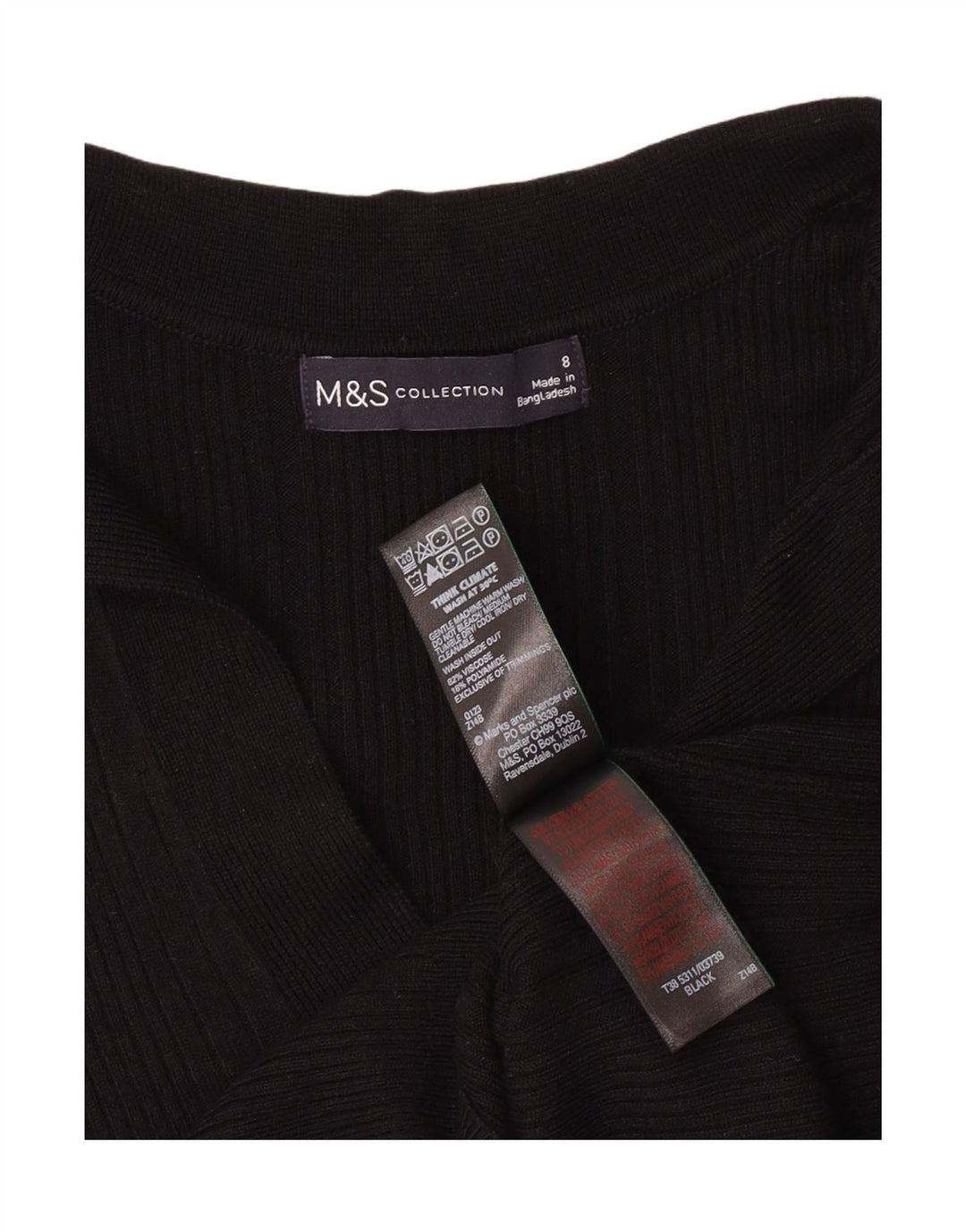 MARKS & SPENCER Dame Polo Neck sweater UK 8 Small Black Viscose