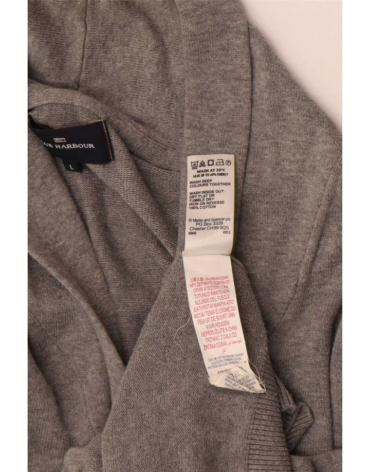Marks & Spencer Herre Blue Harbor Cardigan Sweater Stor Grå Bomuld