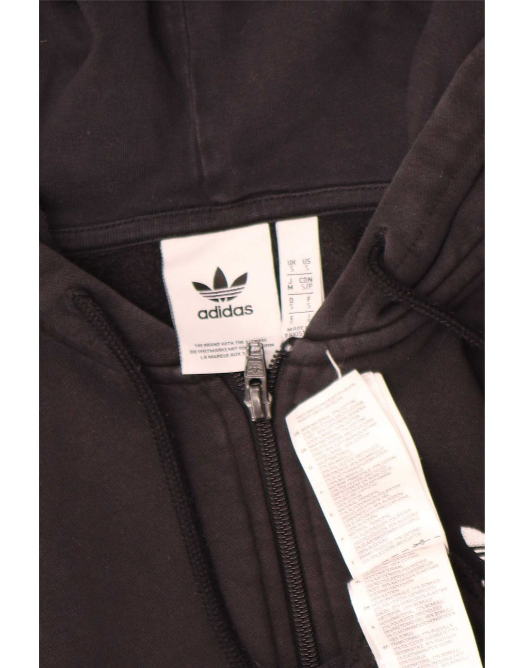 Adidas Hættetrøje med lynlås til mænd, lille sort bomuld
