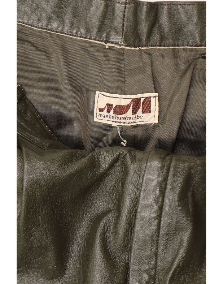 Vintage Herre Pegged Læderbukser W34 L27 Khaki