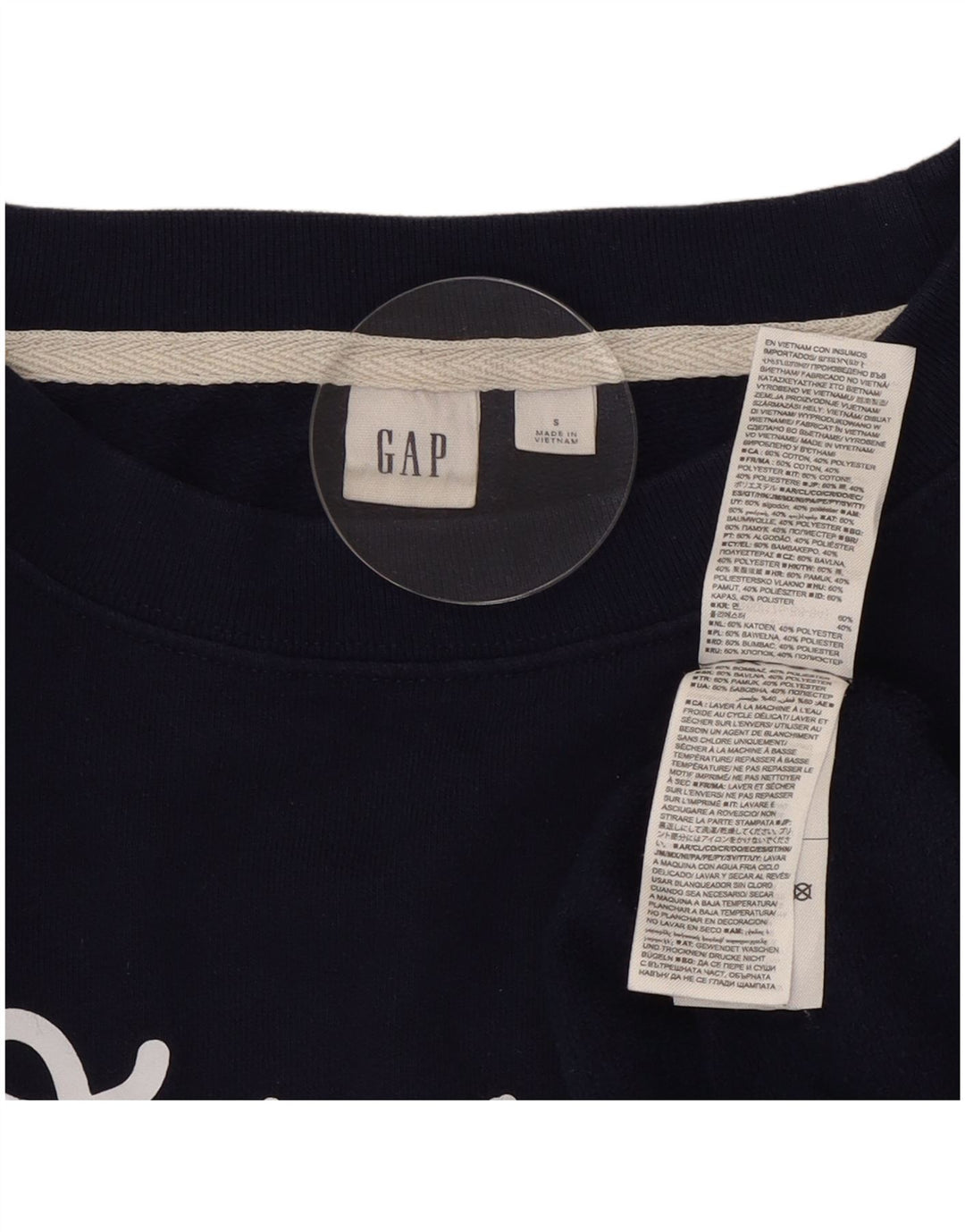 Gap Dame Oversized Grafisk Sweatshirt Jumper UK 10 Small Navy Blue Bomuld