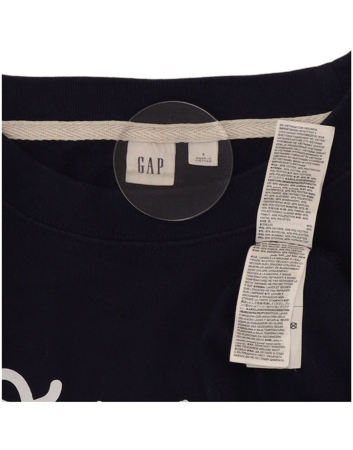 Gap Dame Oversized Grafisk Sweatshirt Jumper UK 10 Small Navy Blue Bomuld