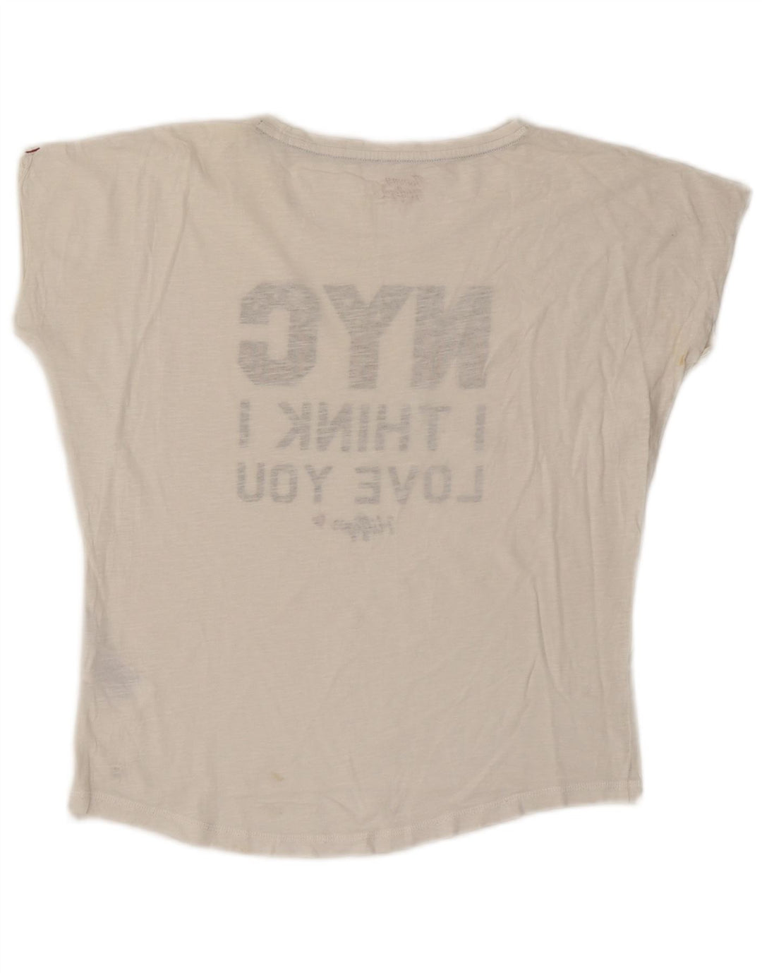 TOMMY HILFIGER Kvinder Oversized grafisk T-shirt Top UK 10 Lille Hvid
