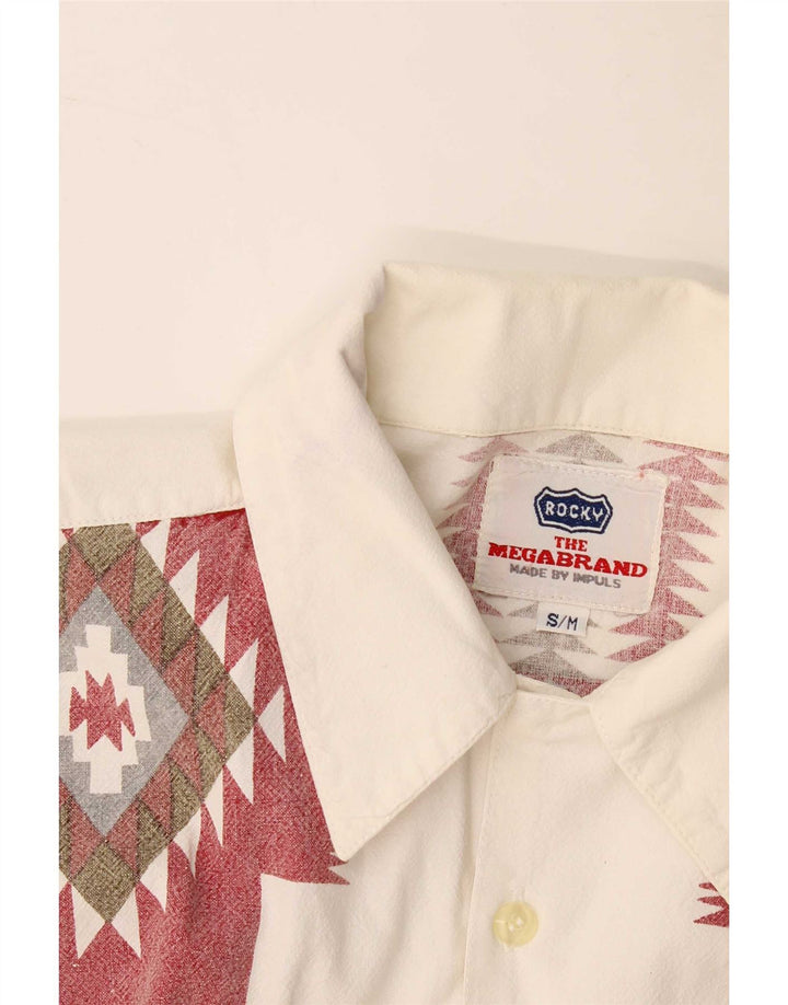 Rocky Kortærmet Herreskjorte Small Off White Geometric