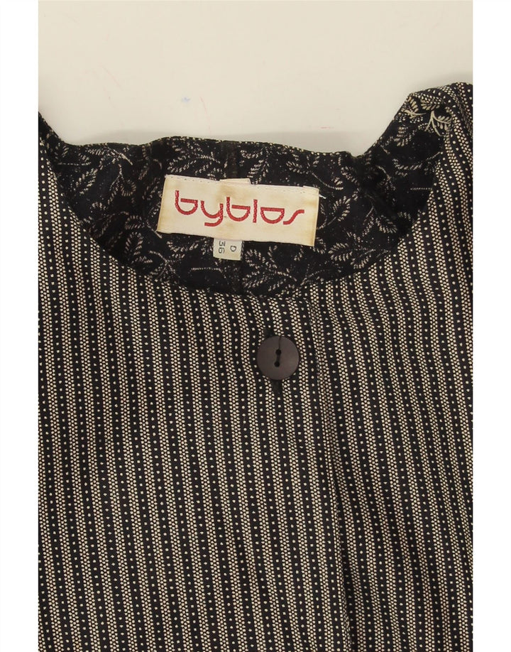 BYBLOS Womens 3/4 Sleeve 3 Button Blazer Jacket EU 36 Small Black Floral Vintage Byblos and Second-Hand Byblos from Messina Hembry 