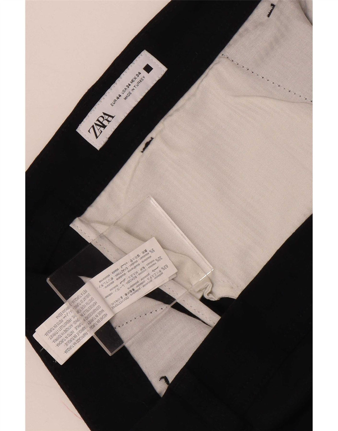 Zara Herre Chinobukser EU 44 Large W34 L28 Marineblå Polyester