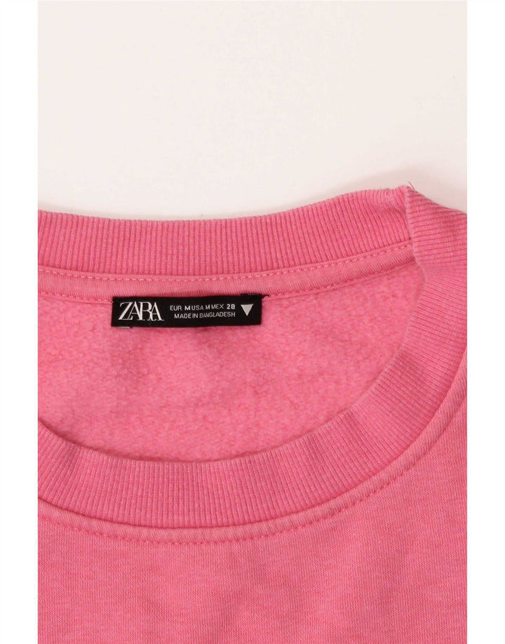 Zara Womens Crop Sweatshirt Jumper UK 14 Medium Pink