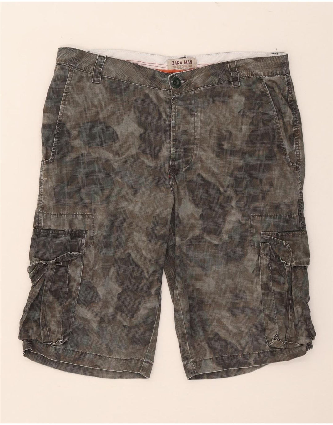 Zara Herre Cargo Shorts EU 40 Medium W31 Khaki Bomuld