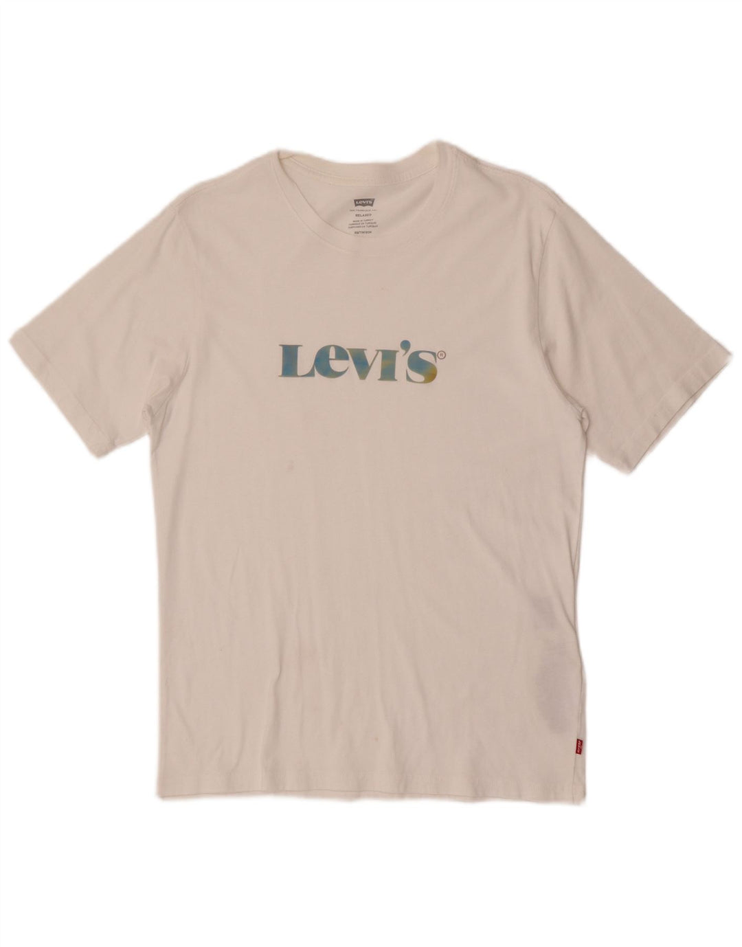 Levi's Herre afslappet grafisk T-shirt top XS hvid bomuld