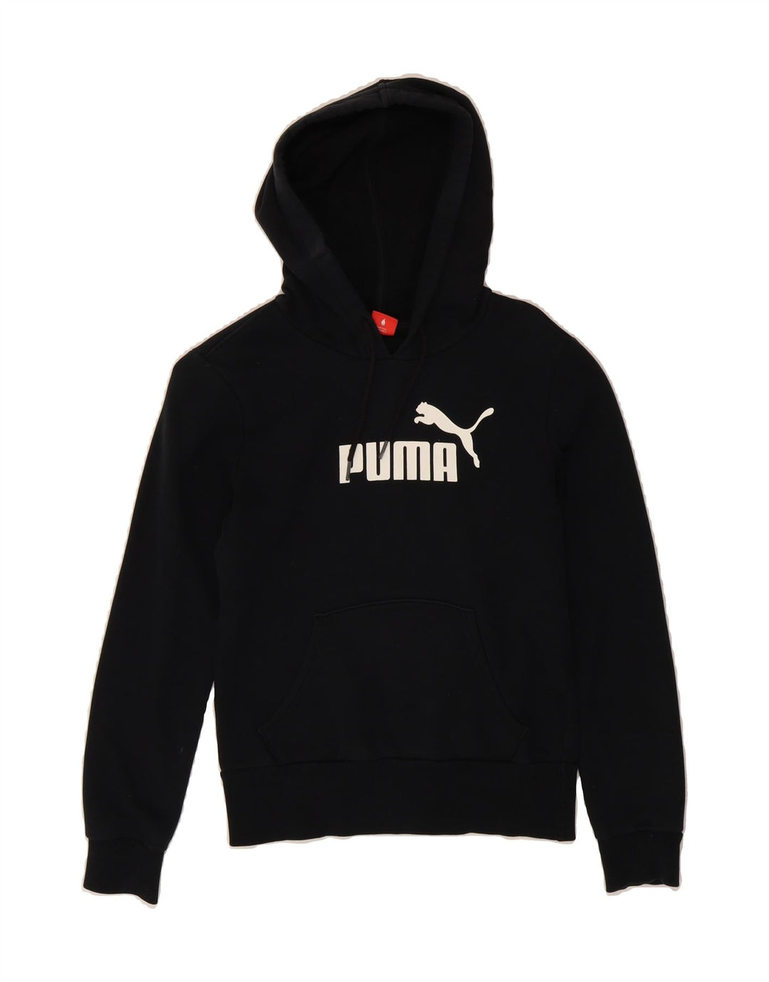 PUMA Womens Graphic Hoodie Jumper UK 8 Small Black Vintage Puma and Second-Hand Puma from Messina Hembry 