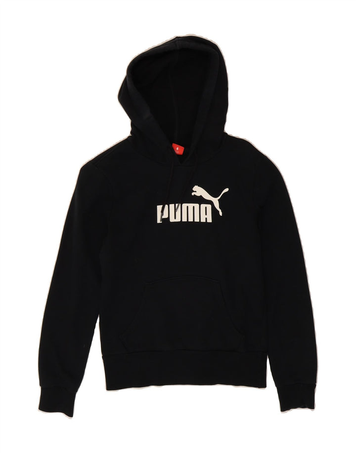 PUMA Womens Graphic Hoodie Jumper UK 8 Small Black Vintage Puma and Second-Hand Puma from Messina Hembry 