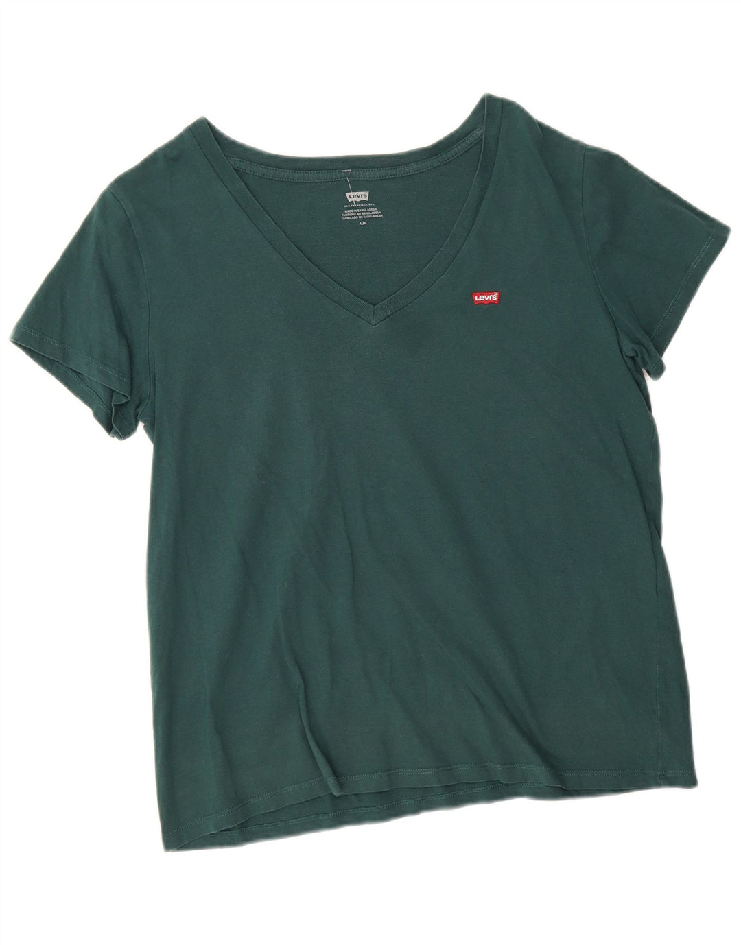 Levi's Dame T-Shirt Top UK 16 Stor Grøn Bomuld