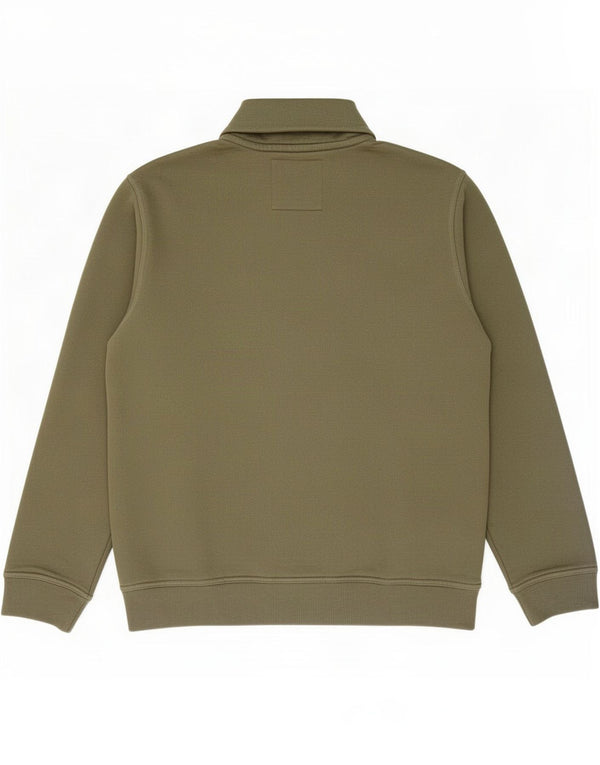 Besætningstøj Herre Zip Neck Sweatshirt Jumper Stor Khaki Bomuld