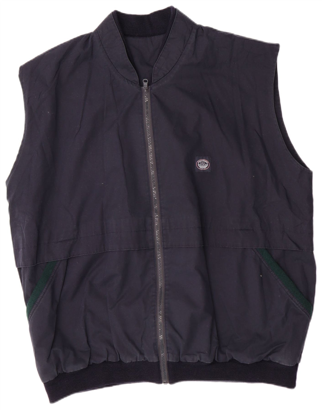 Vintage Herre vendbar Gilet UK 42 XL Navy Blue Colourblock