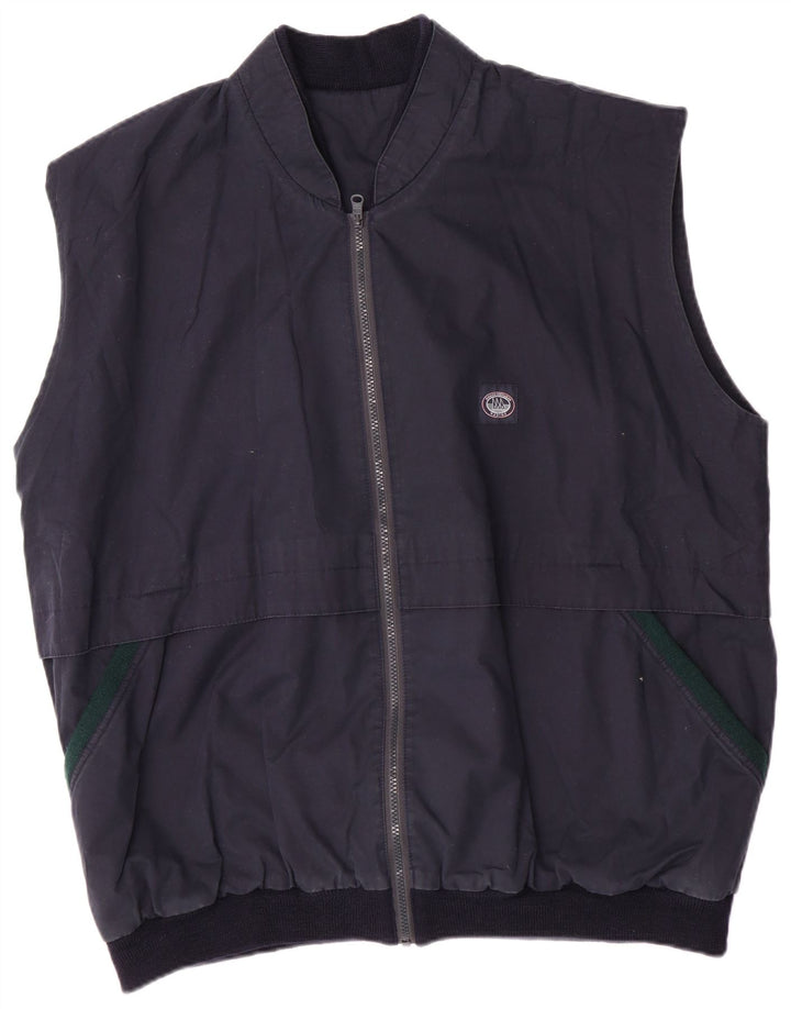 Vintage Herre vendbar Gilet UK 42 XL Navy Blue Colourblock