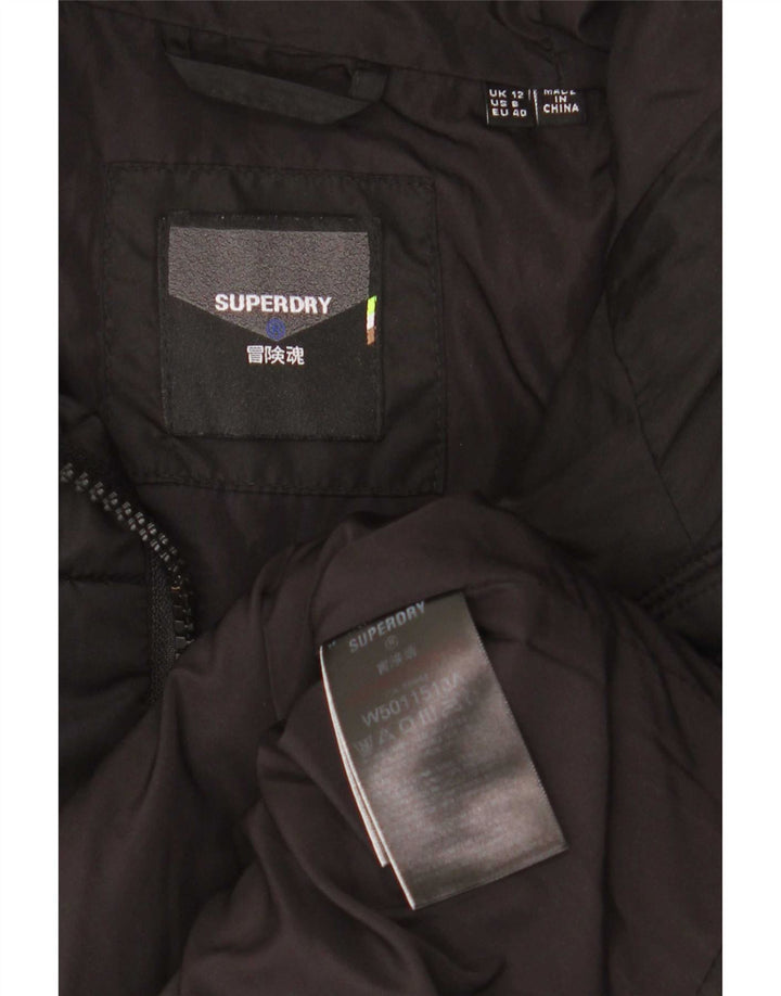 Superdry Polstret hættejakke til kvinder UK 12 Medium Sort Polyester