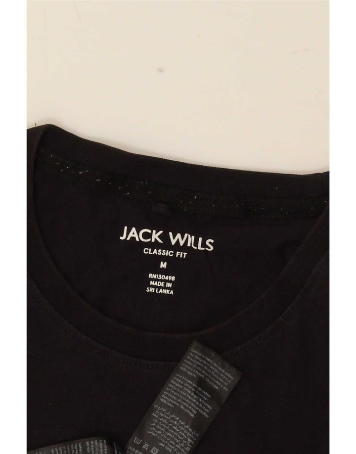 Jack Wills Herre Classic Fit Grafisk T-shirt Top Medium Sort Bomuld