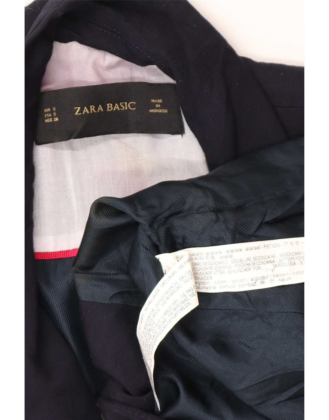 Zara Dame 1 Knap Blazer Jacket UK 10 Small Navy Blue Acetate