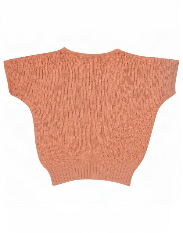 Vintage kvinders afgrøde se gennem bådhals sweater UK 14 Medium Pink