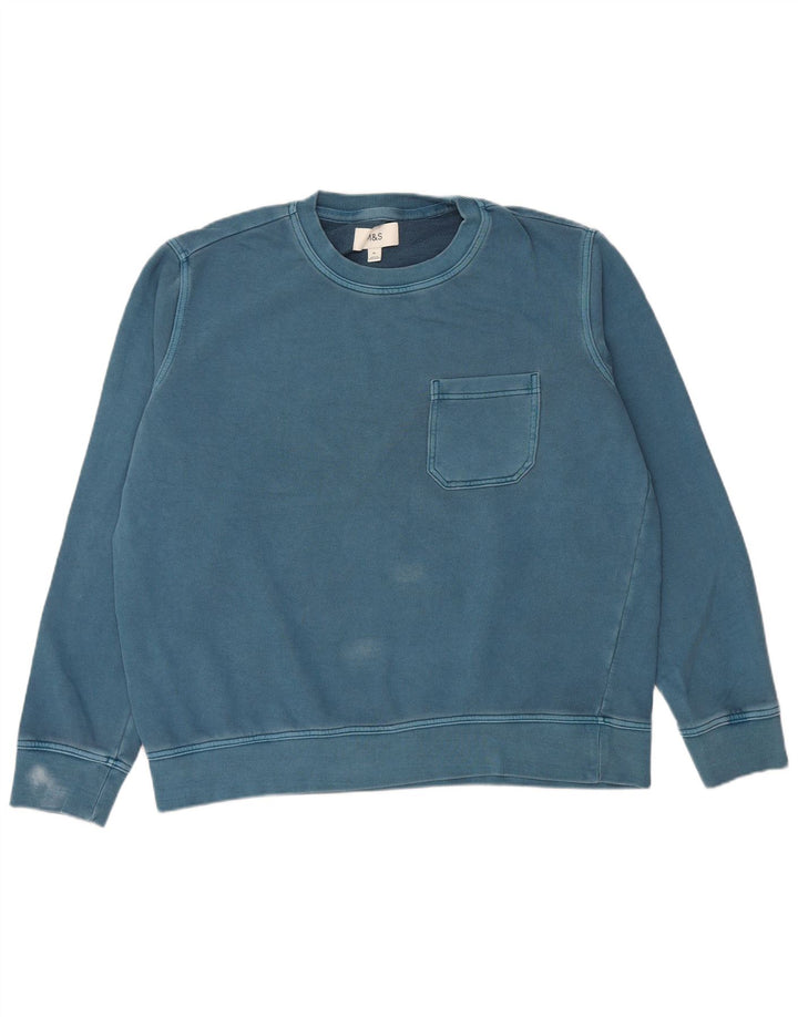 Marks & Spencer Herre Sweatshirt Jumper XL Blå Bomuld