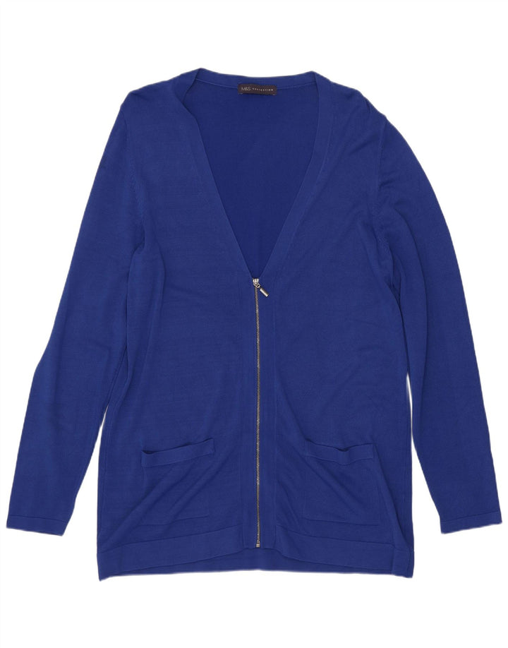 Marks & Spencer Dame Cardigan Sweater UK 14 Large Blue Linen
