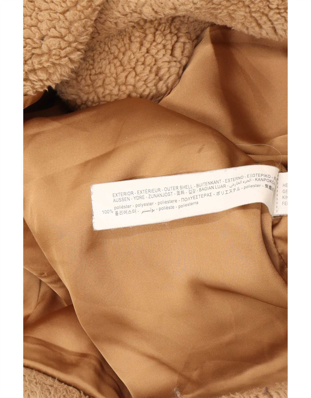 Zara Dame Oversized Sherpa Jacket UK 6 XS Brun Polyester